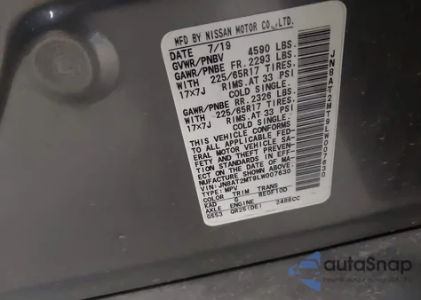 2020 Nissan Rogue S Fwd из США, поврежденный, VIN JN8AT2MT9LW007630